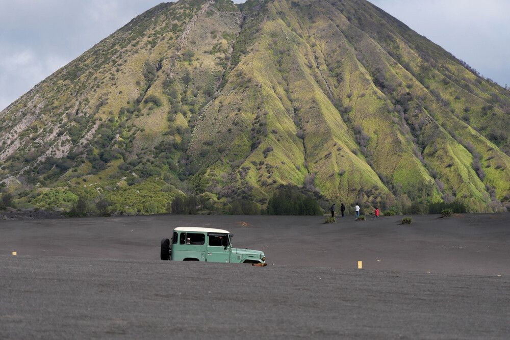 In front of the volcano
