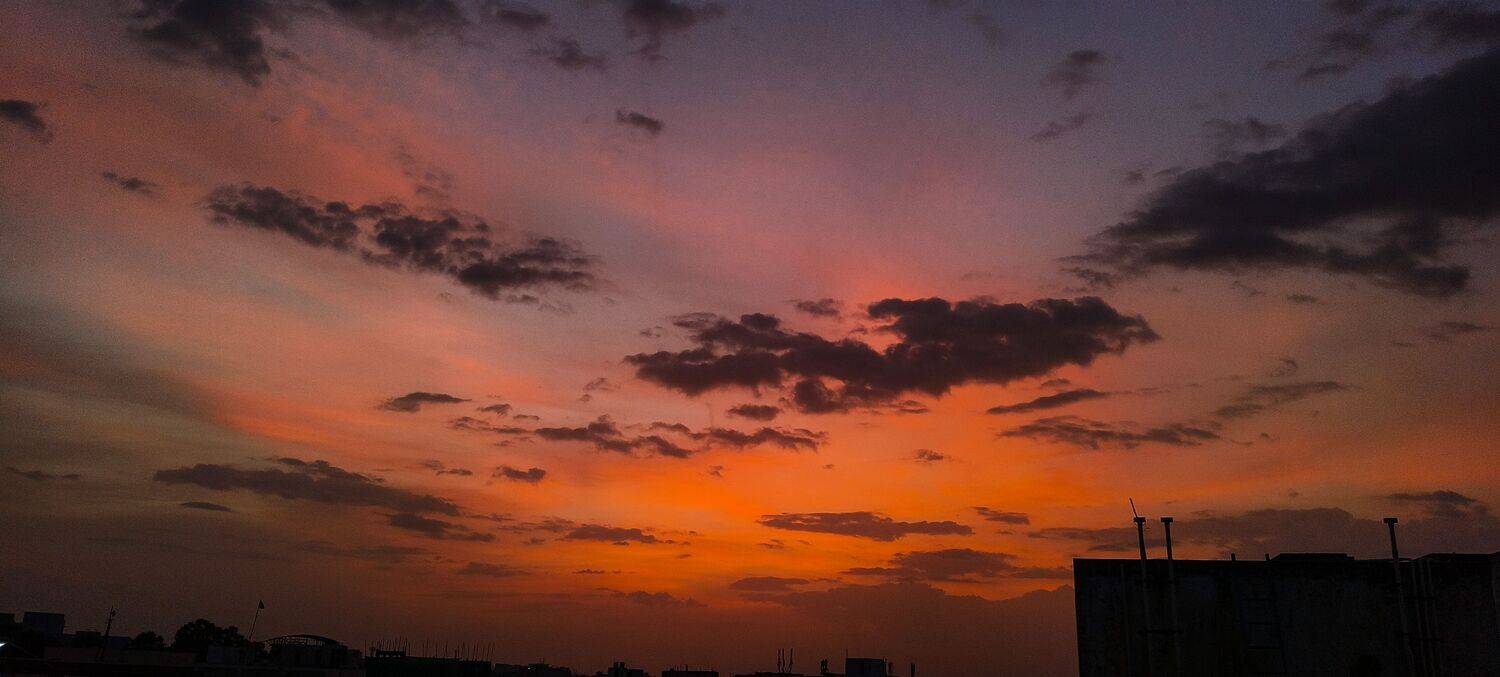 Silhouette orange sunset
