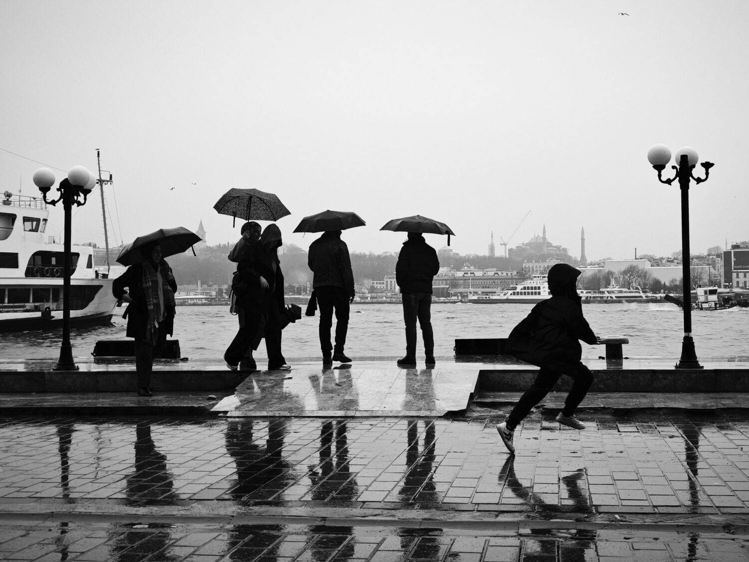 Child is run in the rain