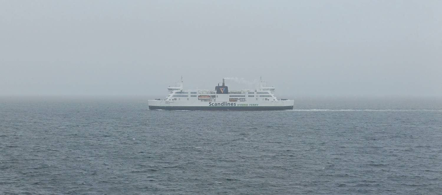Scandinavian ship in sea water