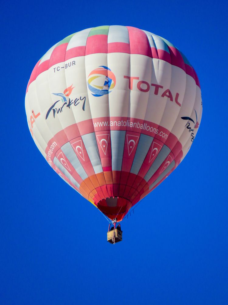 Hot air balloon against a blue sky