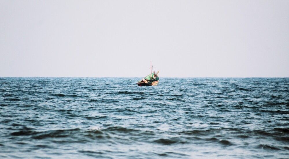 Fishing boat -lone in the sea
