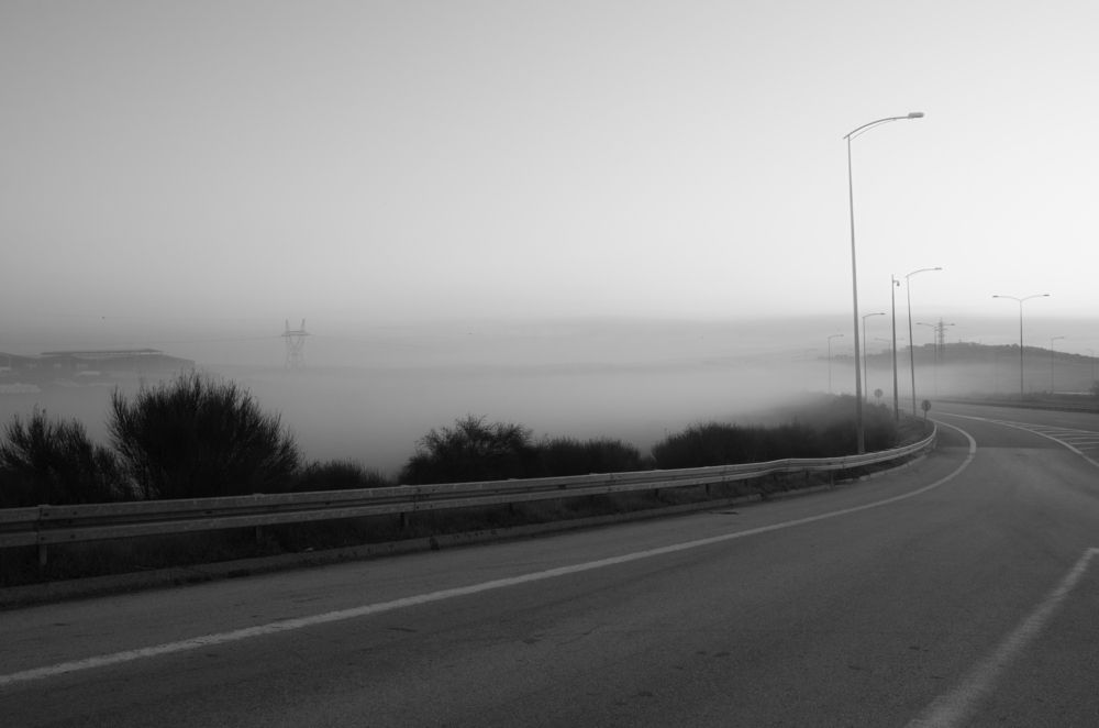 On the road at dawn