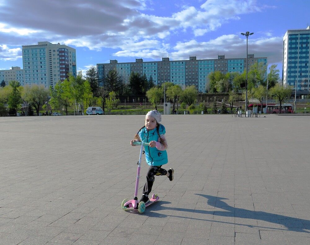 На самокате