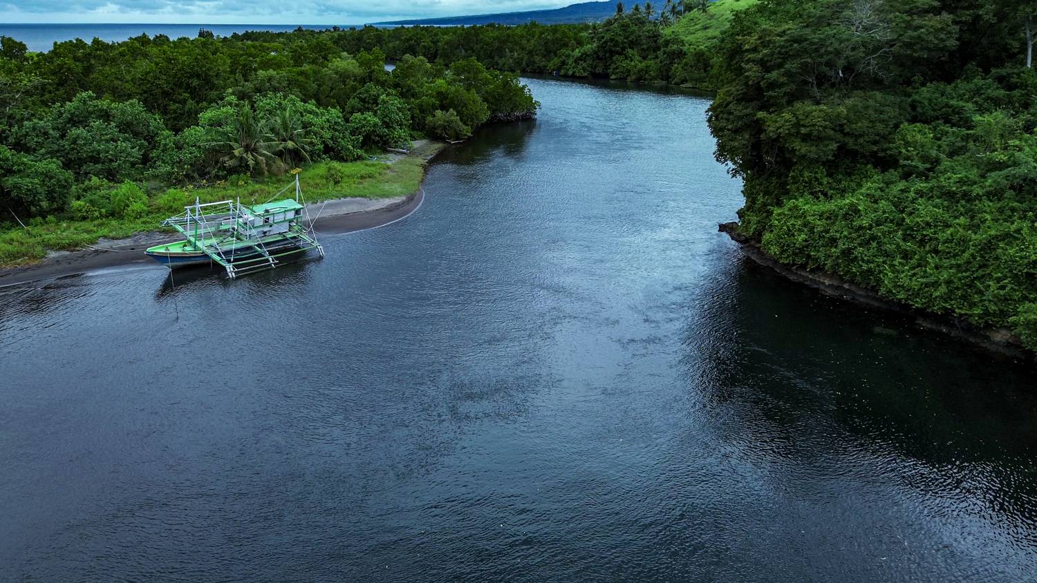Aerial View Fishing Boat North Sulawesi Indonesia