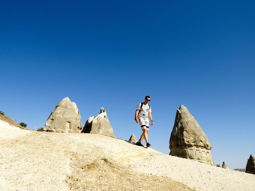 A man in Love Valley, Cappadocia