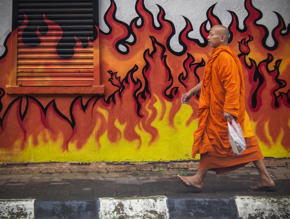 Walking through flames