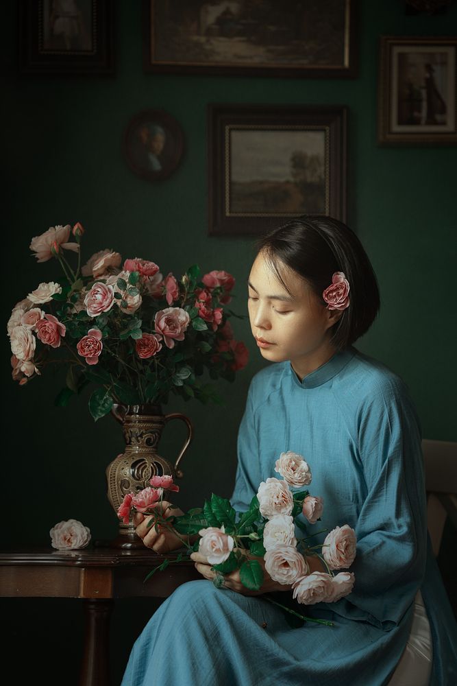 Self portrait with roses