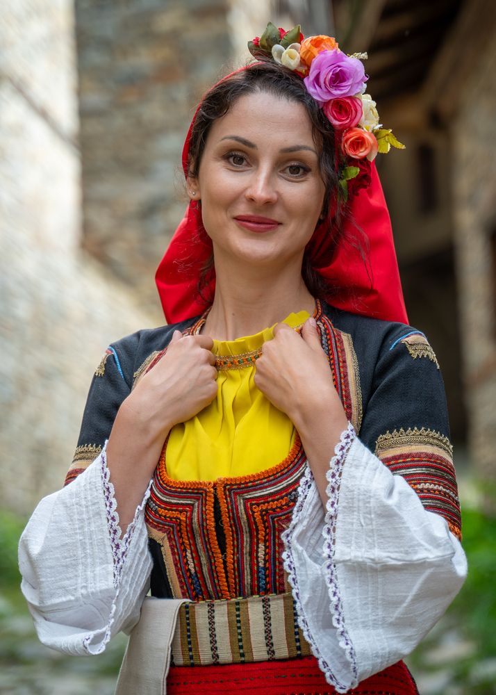 Natural beauty in traditional folk costume.