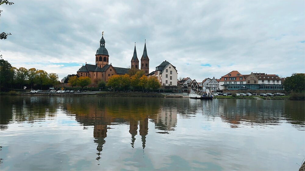 Seligenstadt Skyline and Reflection on Main River