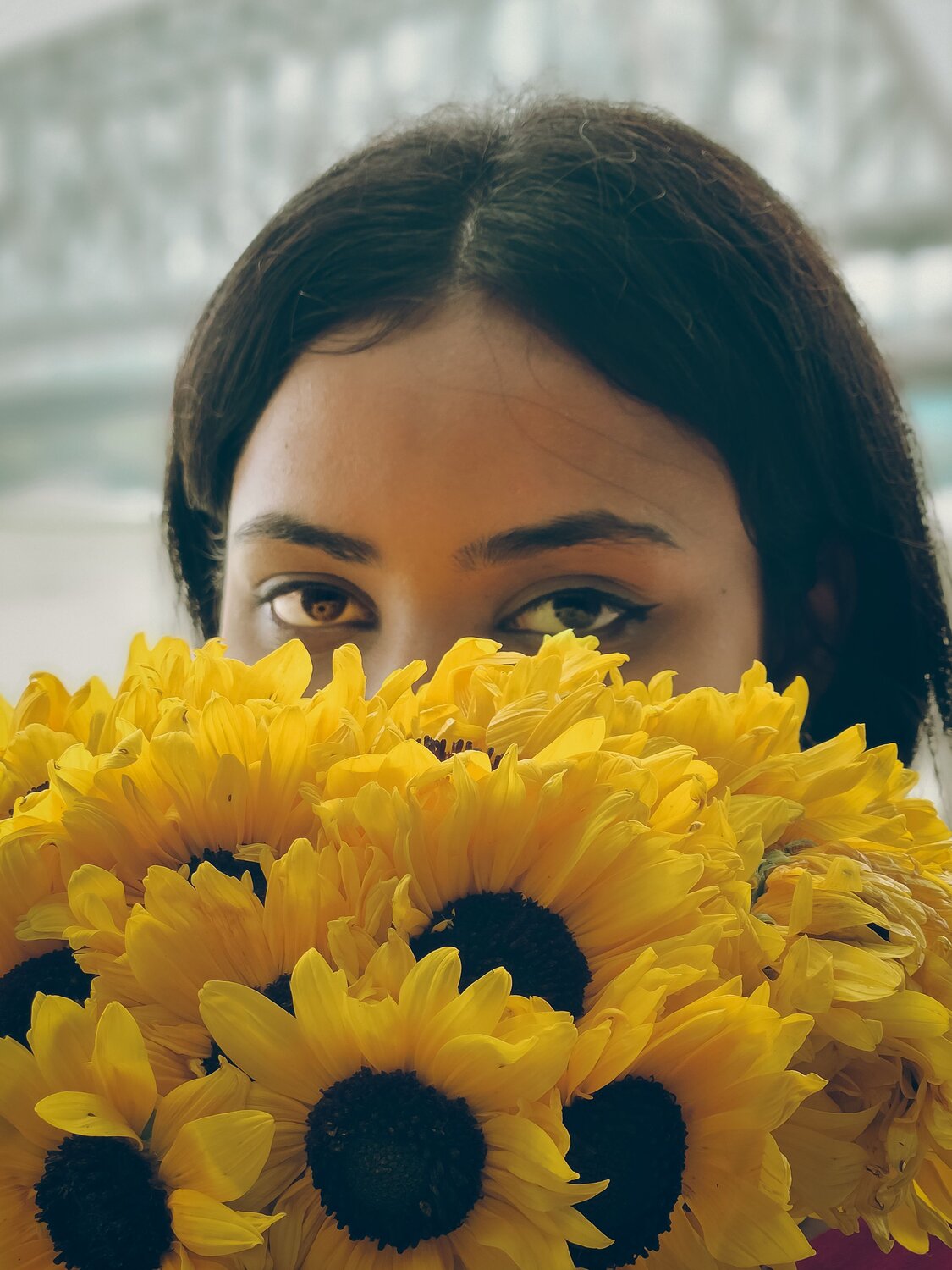Eye behind the flower
