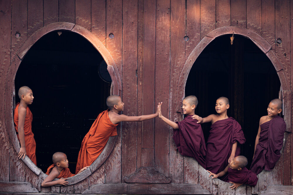 Young novices of the monastery, Myanmar