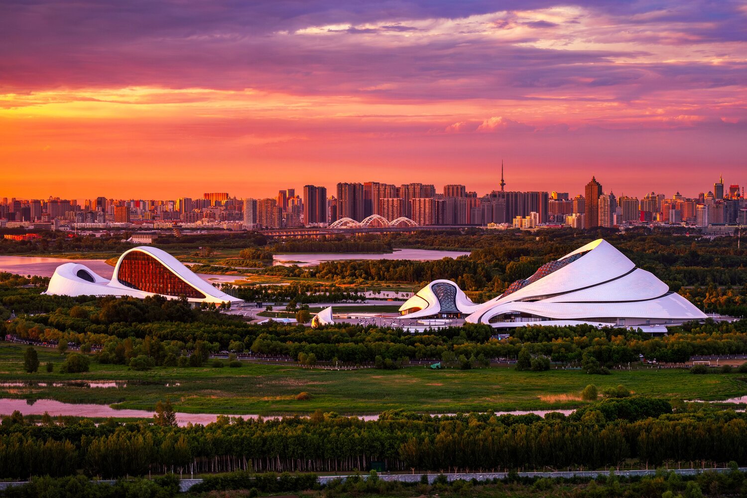 A Pink Dawn over the Harbin Grand Theatre A Pink Dawn over the Harbin Grand Theatre