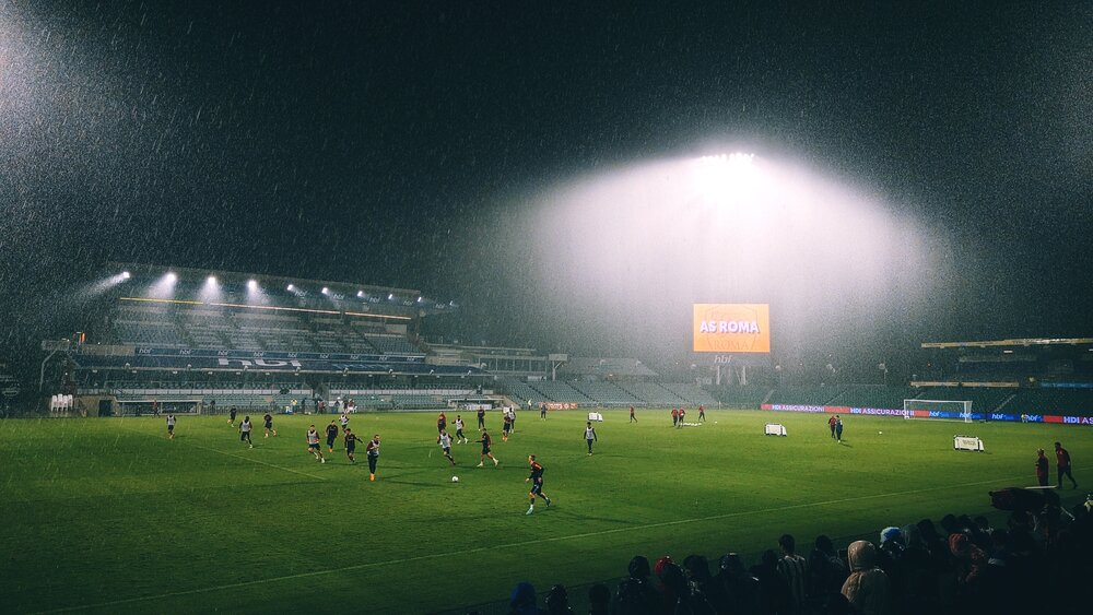 Action in the rain.