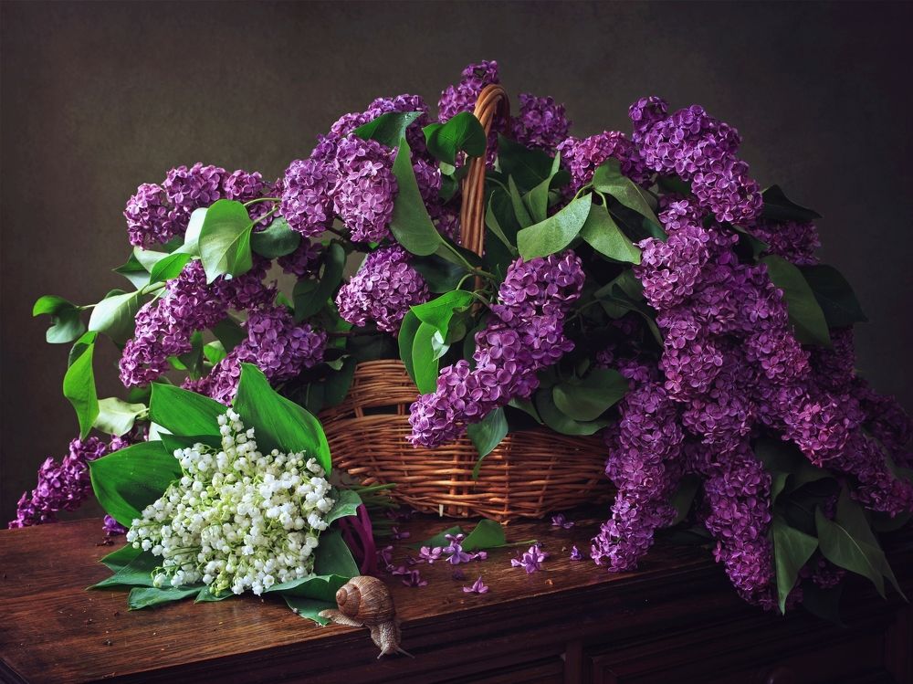 Натюрморт с корзиной сирени