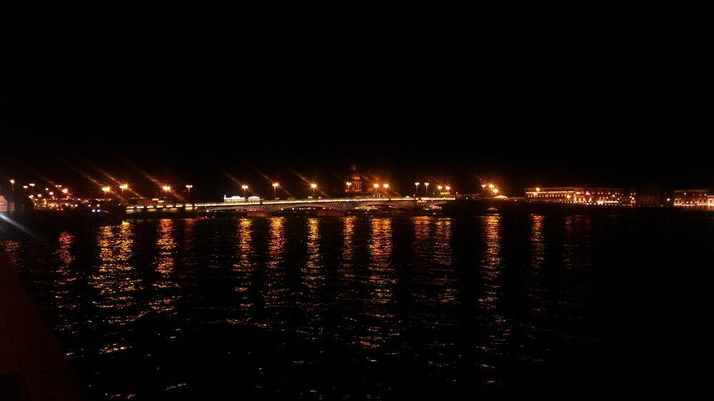 Благовещенский мост (СПб) ночью.