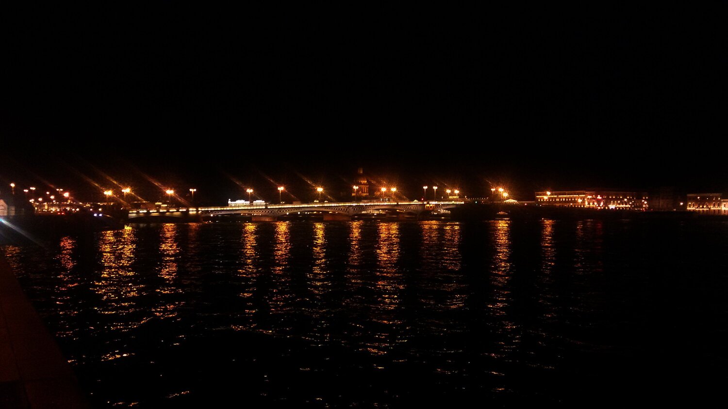 Благовещенский мост (СПб) ночью.