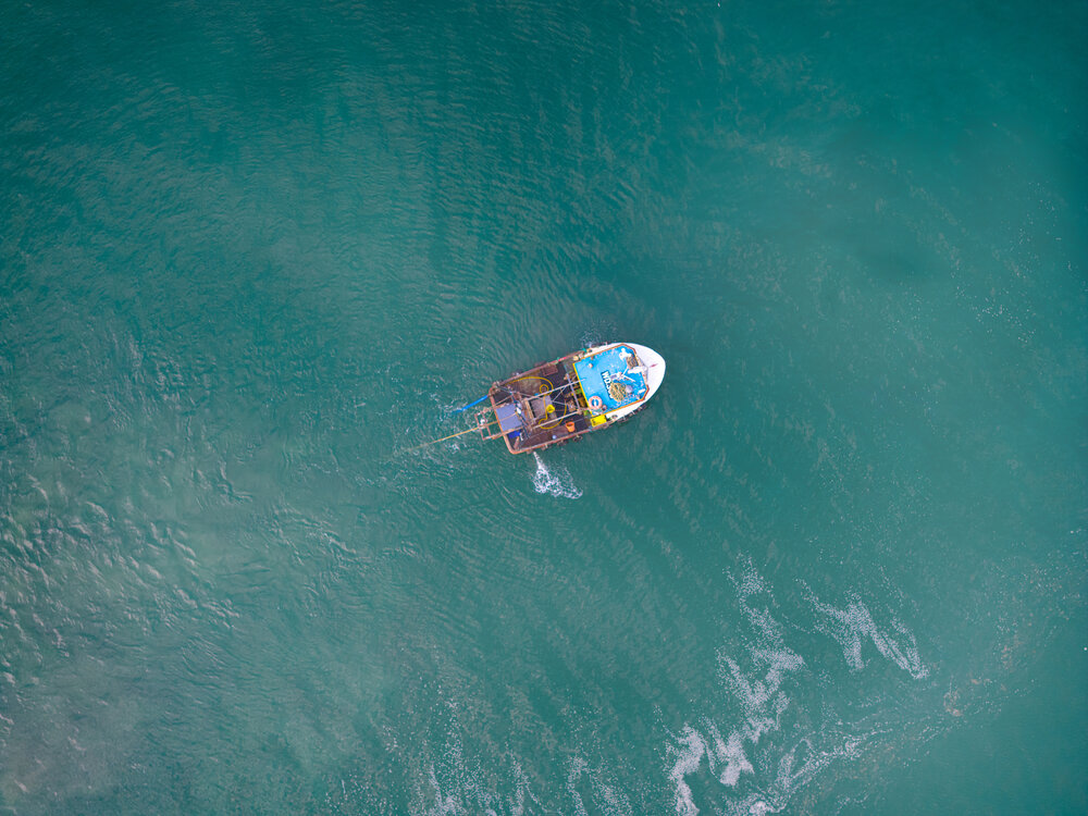 Drifting fishing boat