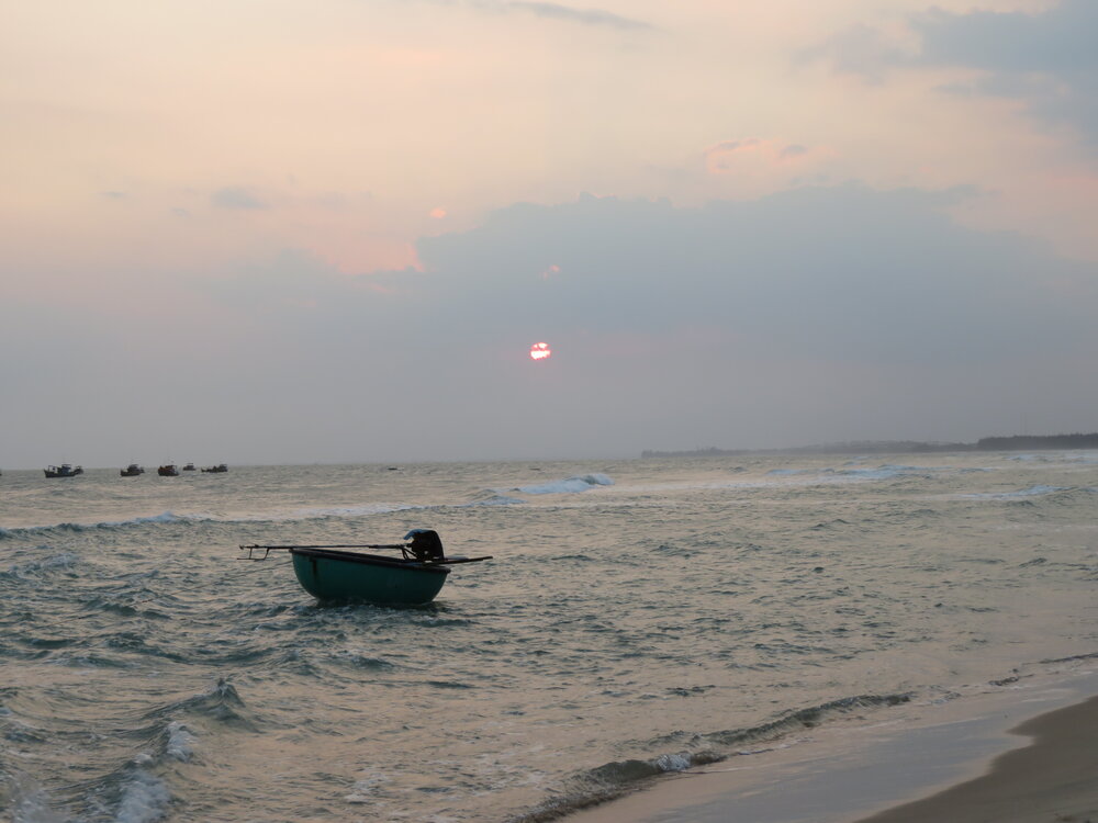 Golden Sunset in Vietnamese Fishing Villager