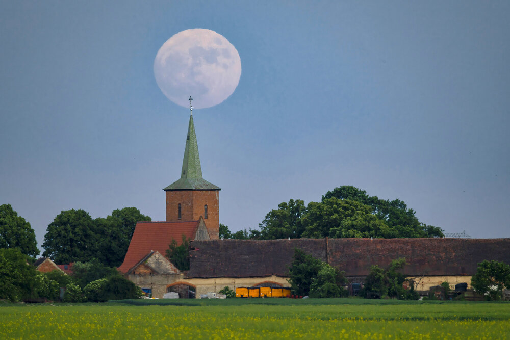 Moon Blue around church