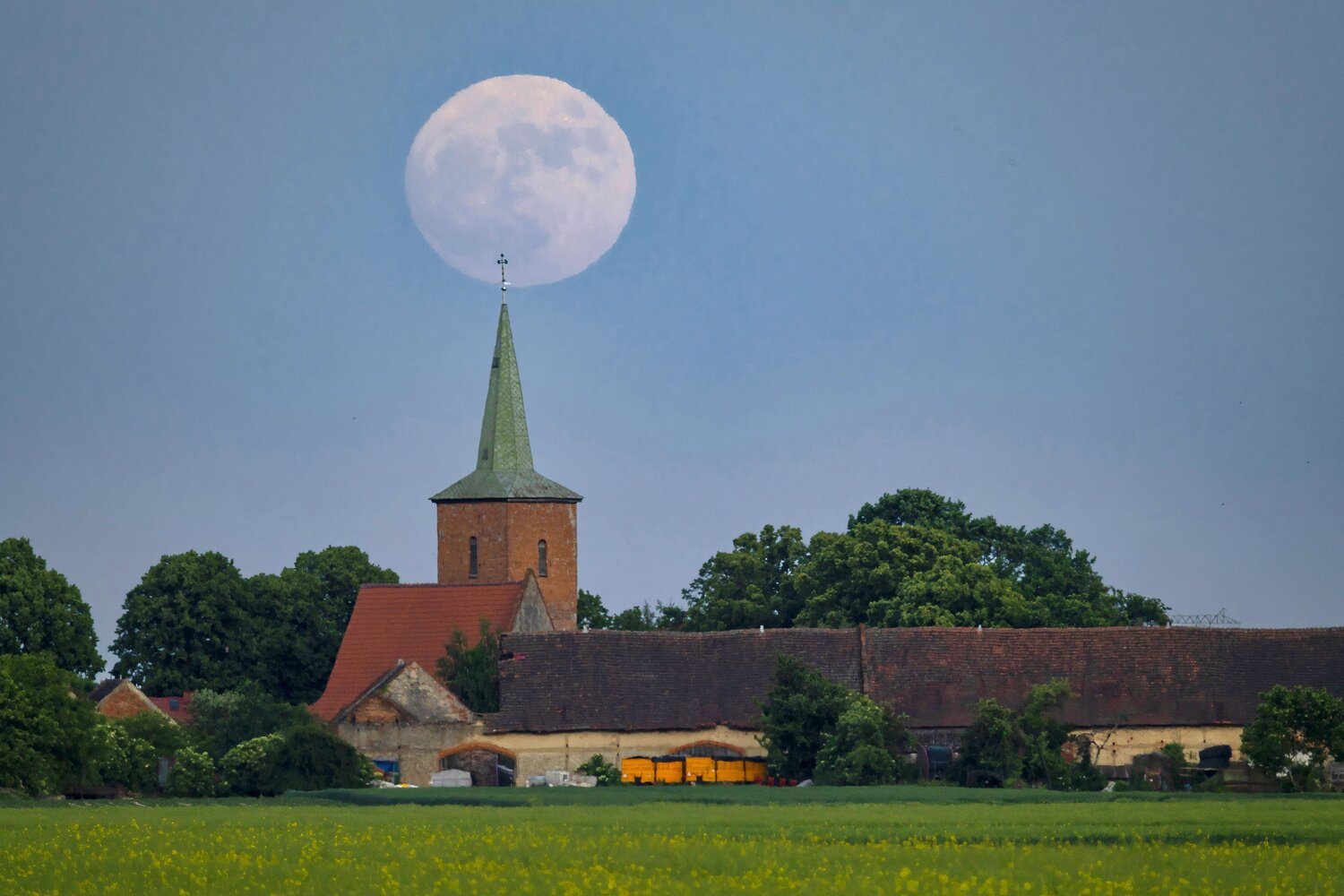 Moon Blue around church