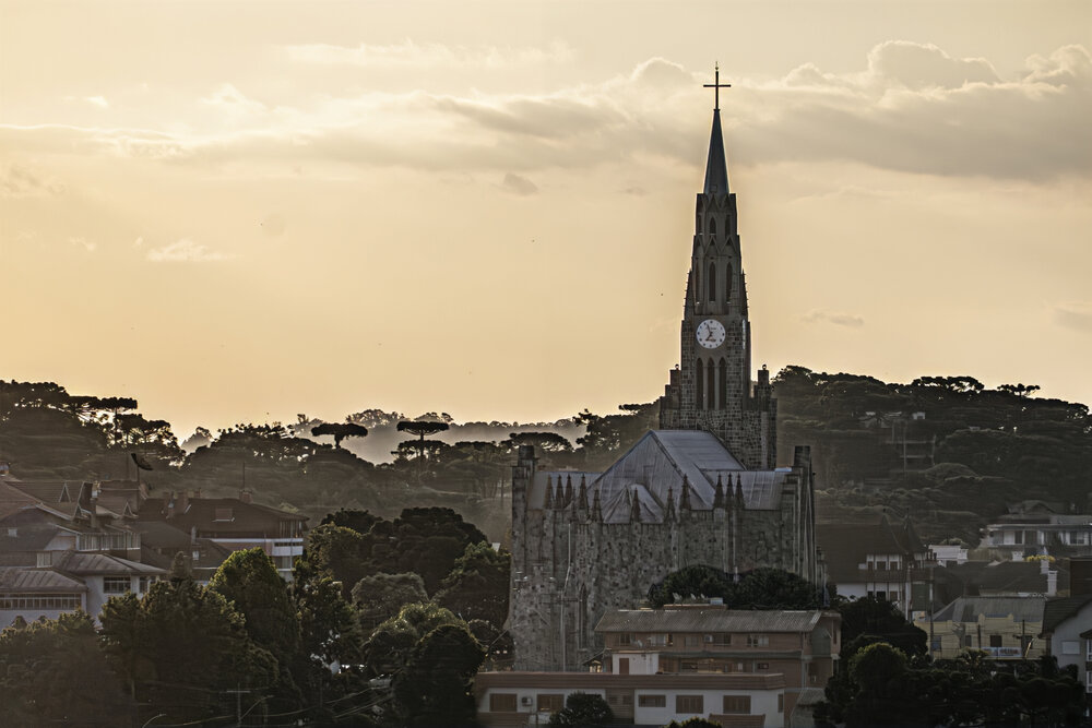 Golden Hour over the Stone Cathedral