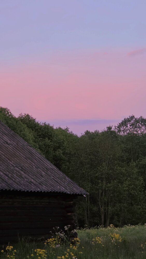 sunset in the village