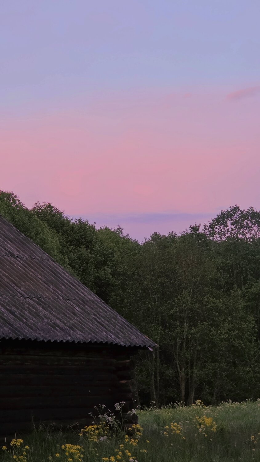 sunset in the village