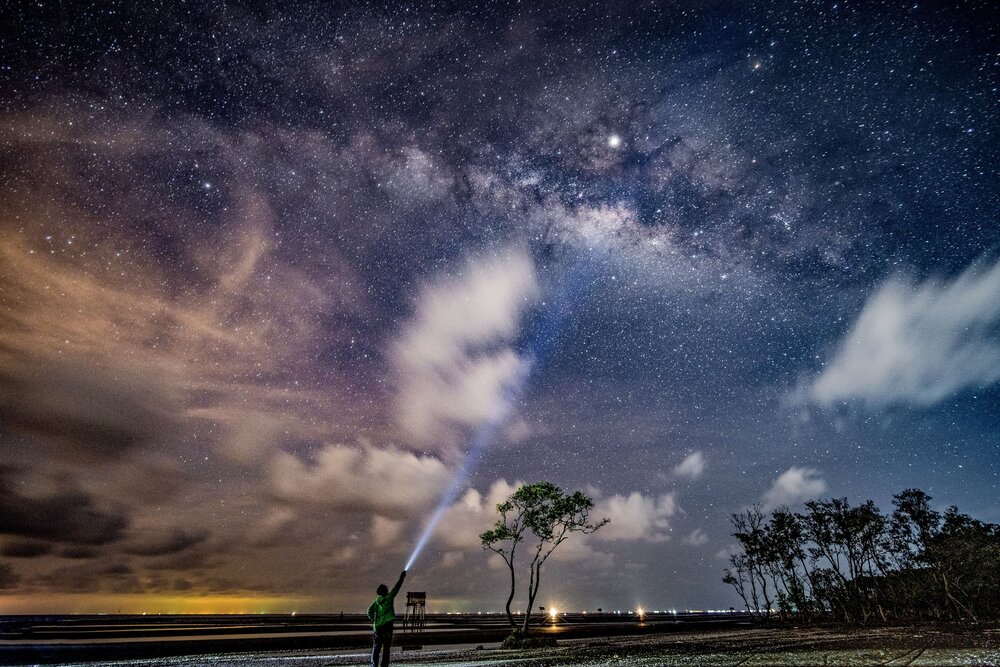Under the Milky Way – A Lone Light on the Shore