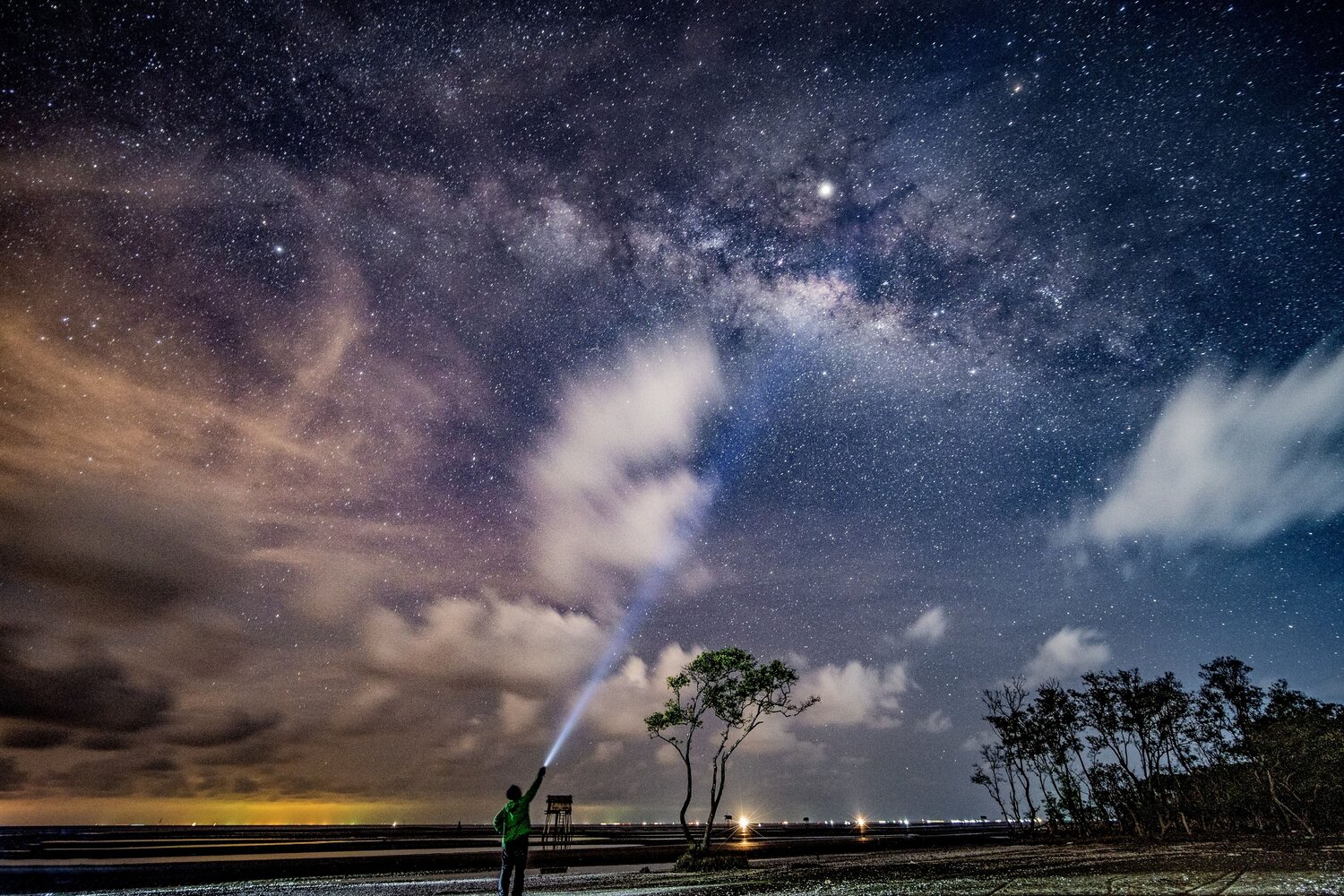 Under the Milky Way – A Lone Light on the Shore