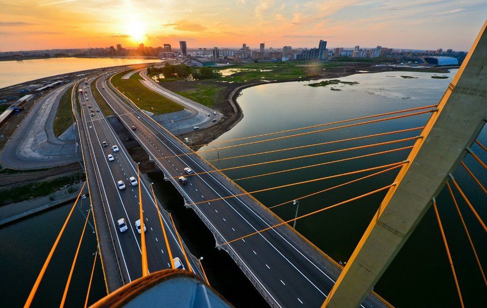 Закат с моста в Казани