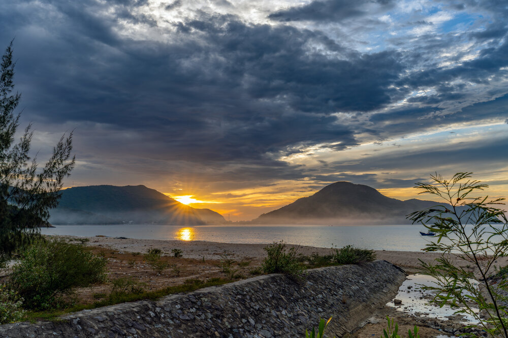 Golden Sunrise Through the Mist