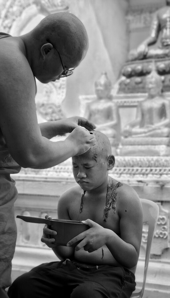 Preparing for Pabbajjā - Head Shaving