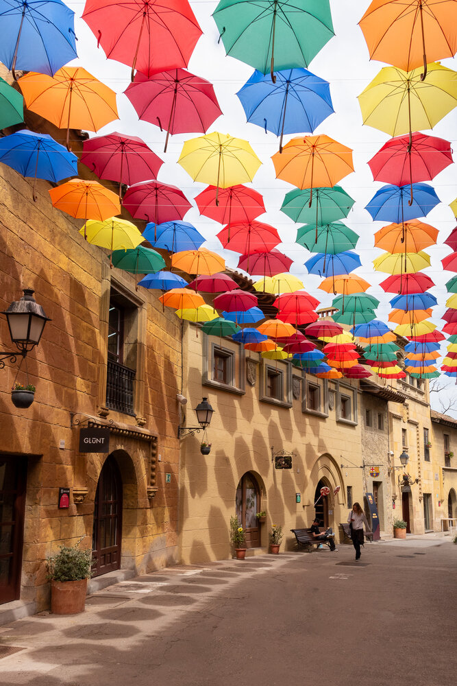 Under the umbrellas