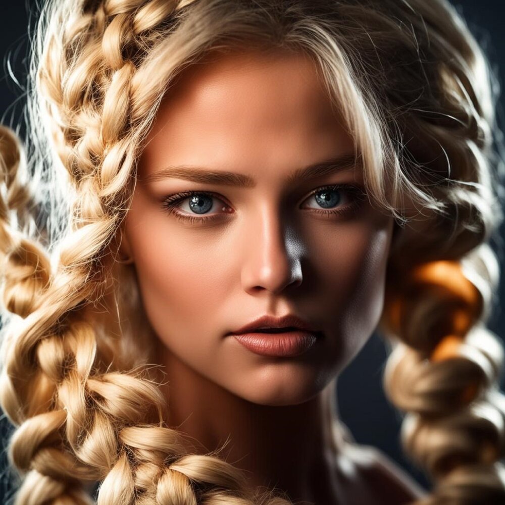 A blonde girl with pigtails