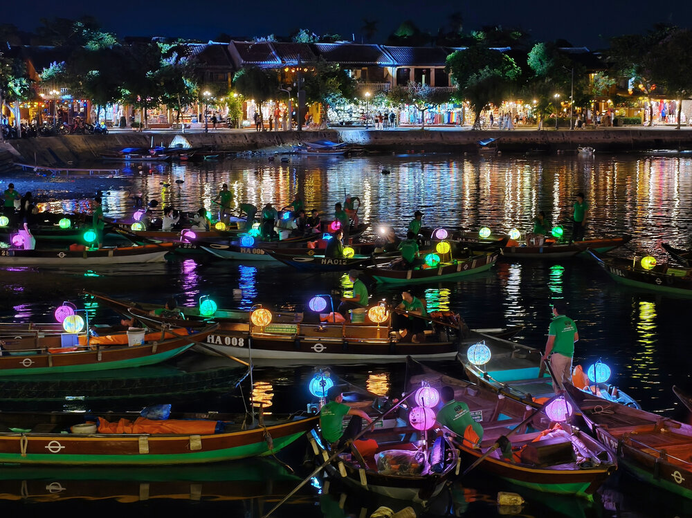 Lantern Boats on the Night River