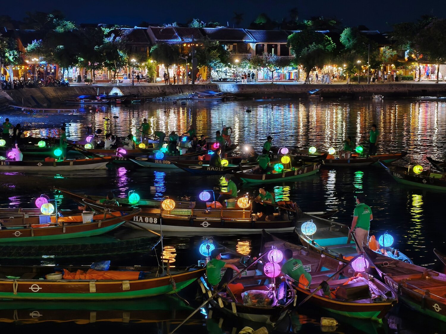 Lantern Boats on the Night River