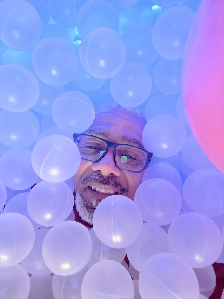 elderly person playing like a child
