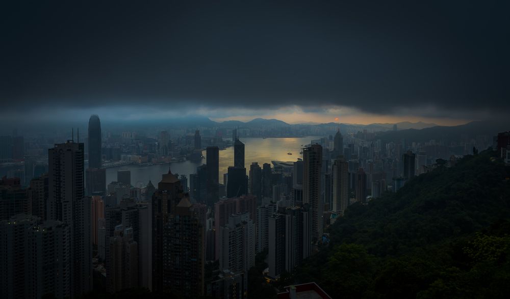 stormy weather sunrise in Hong Kong