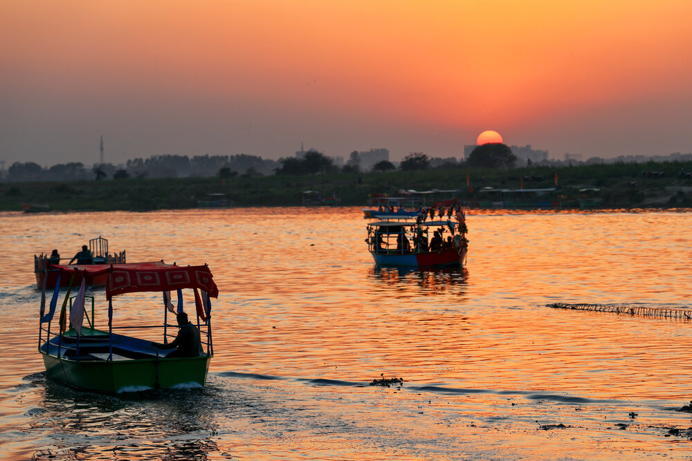Sunset on Yamuna River, Vrindavan, India