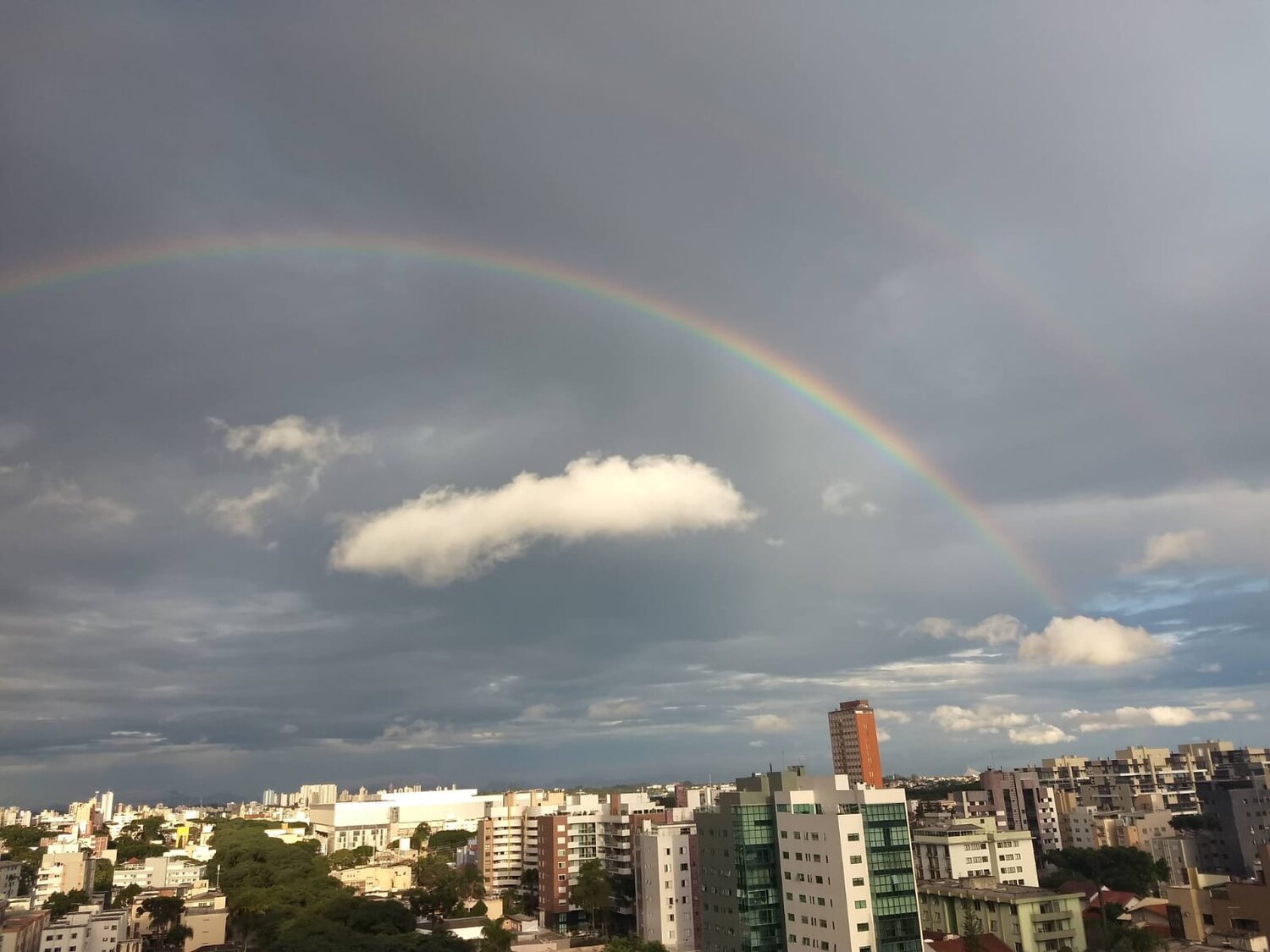 Rainbow in the city view