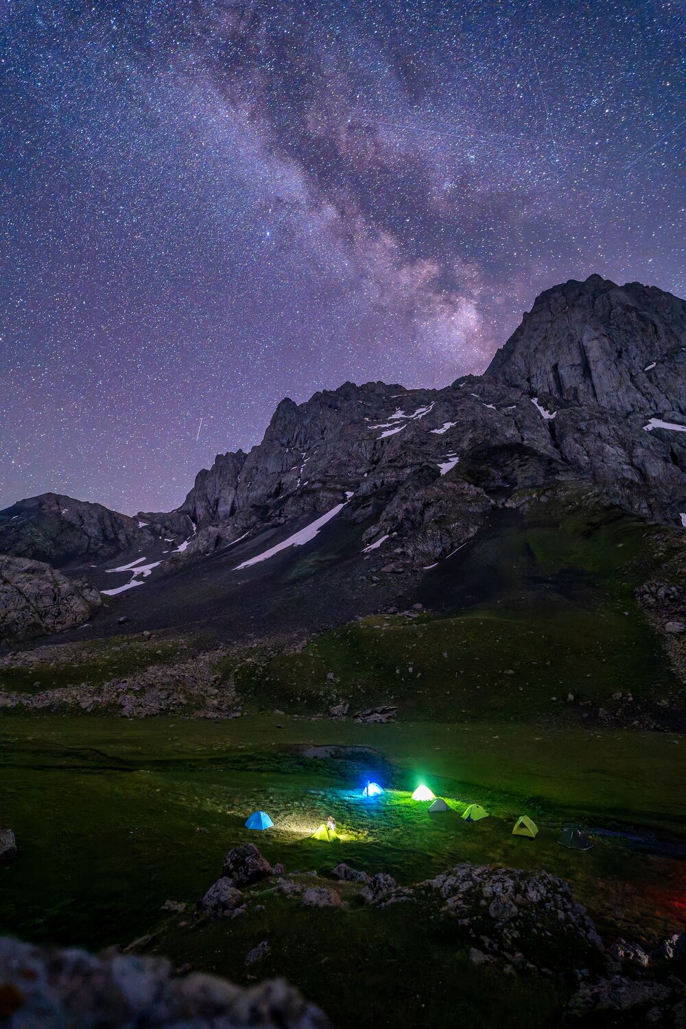 Juta peaks in Georgia and our campsite below