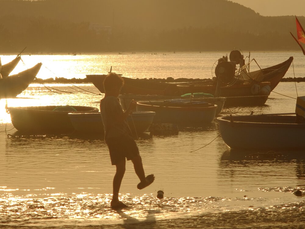 Golden childhood in Chau Tan beach