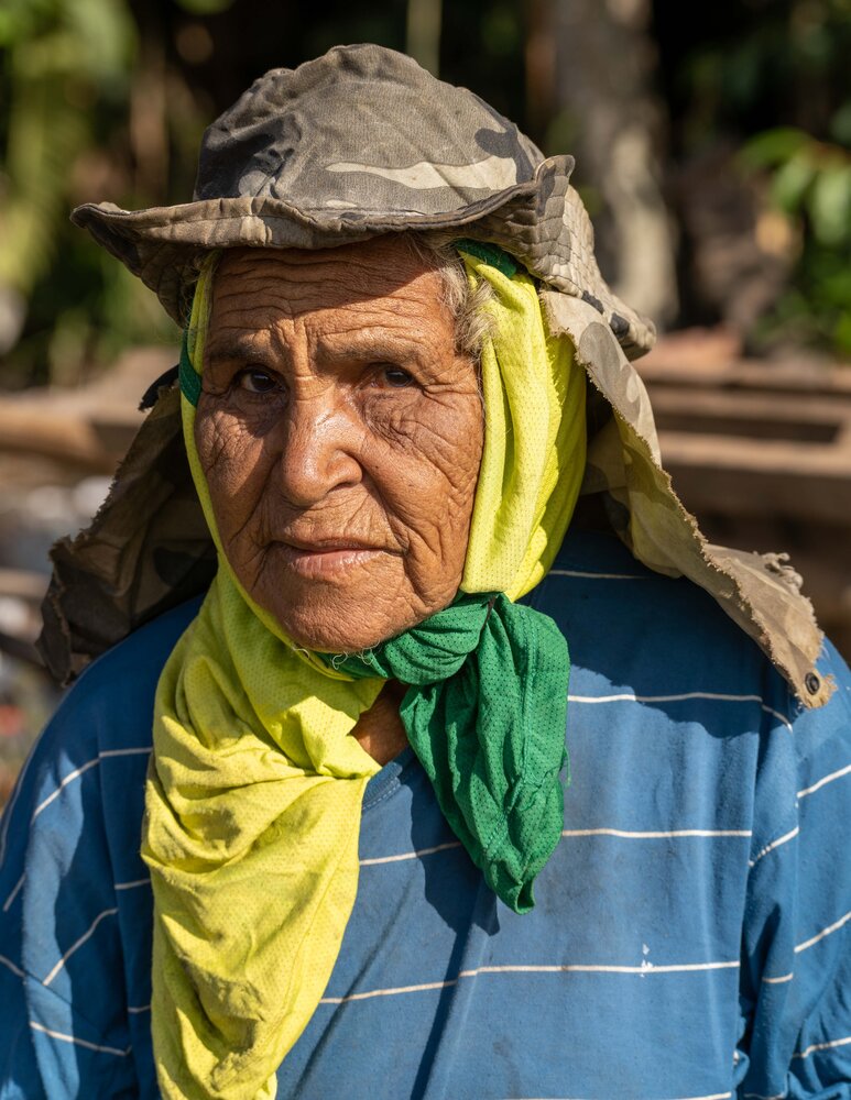 Farm worker elderly woman