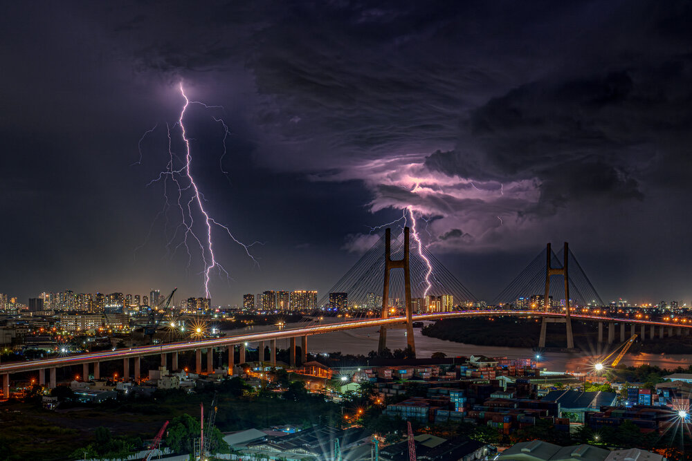 Lightning over Phu My Bridge