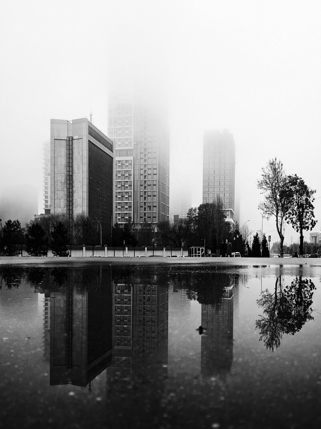 Morning in the metropolis after the rain