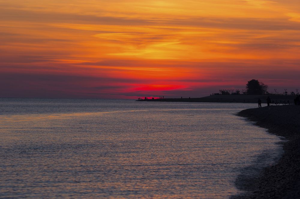 Закат акварелью