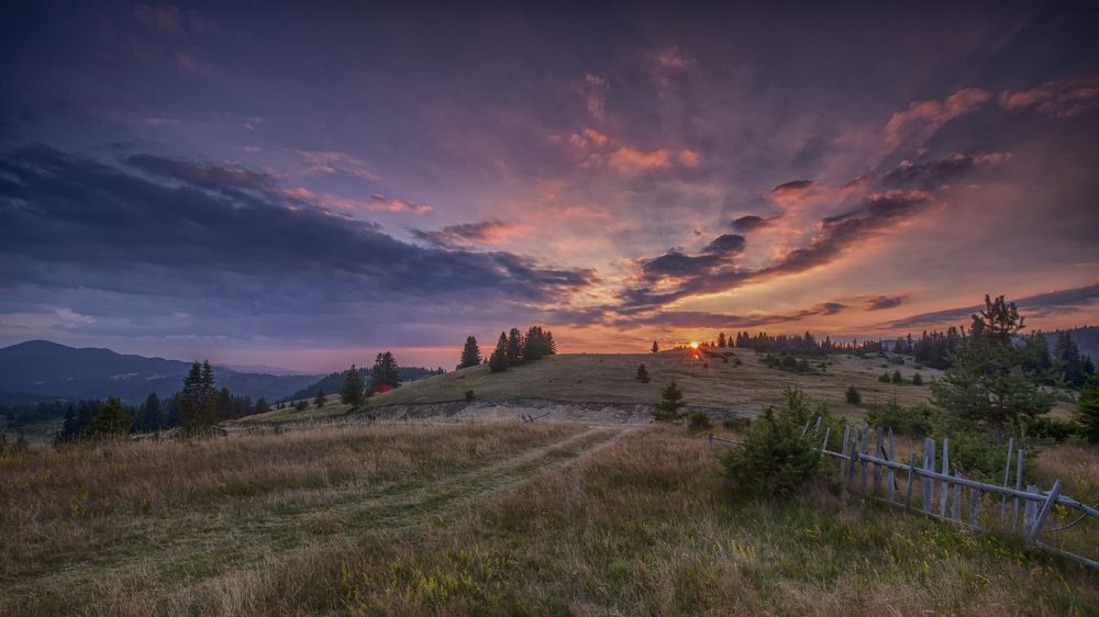 Sunset over abandoned village Kasaka
