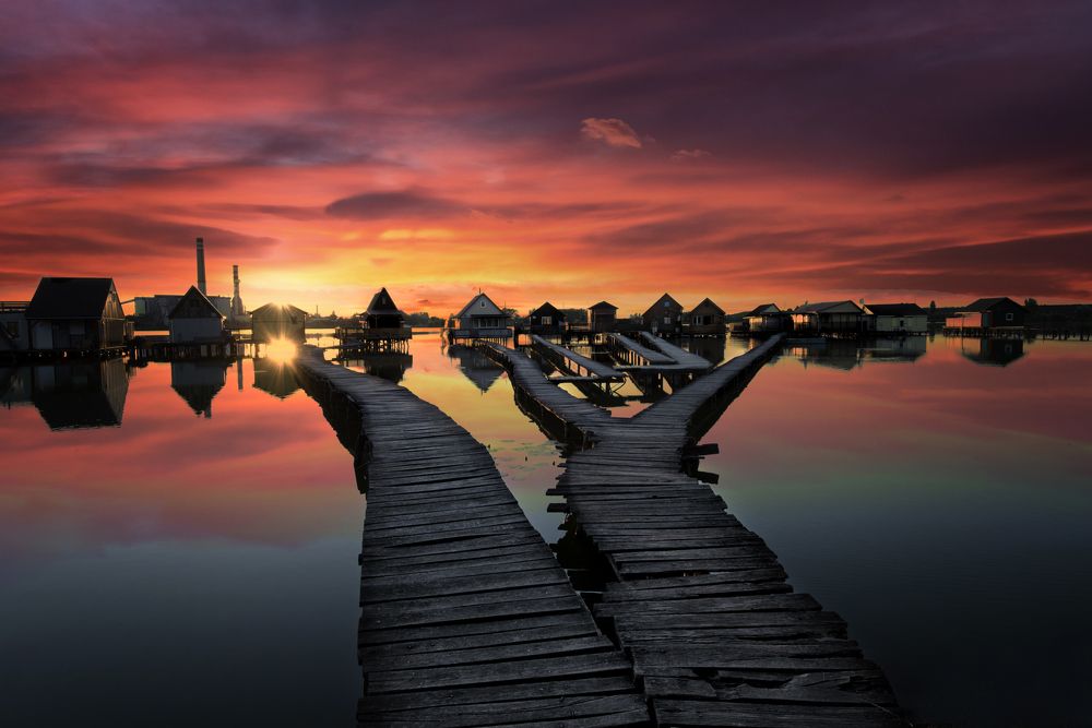 Fishing Houses at Sunet