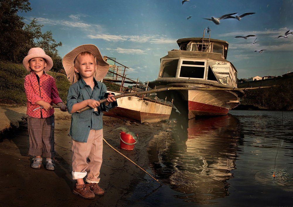 Том и Гек на вечерней рыбалке